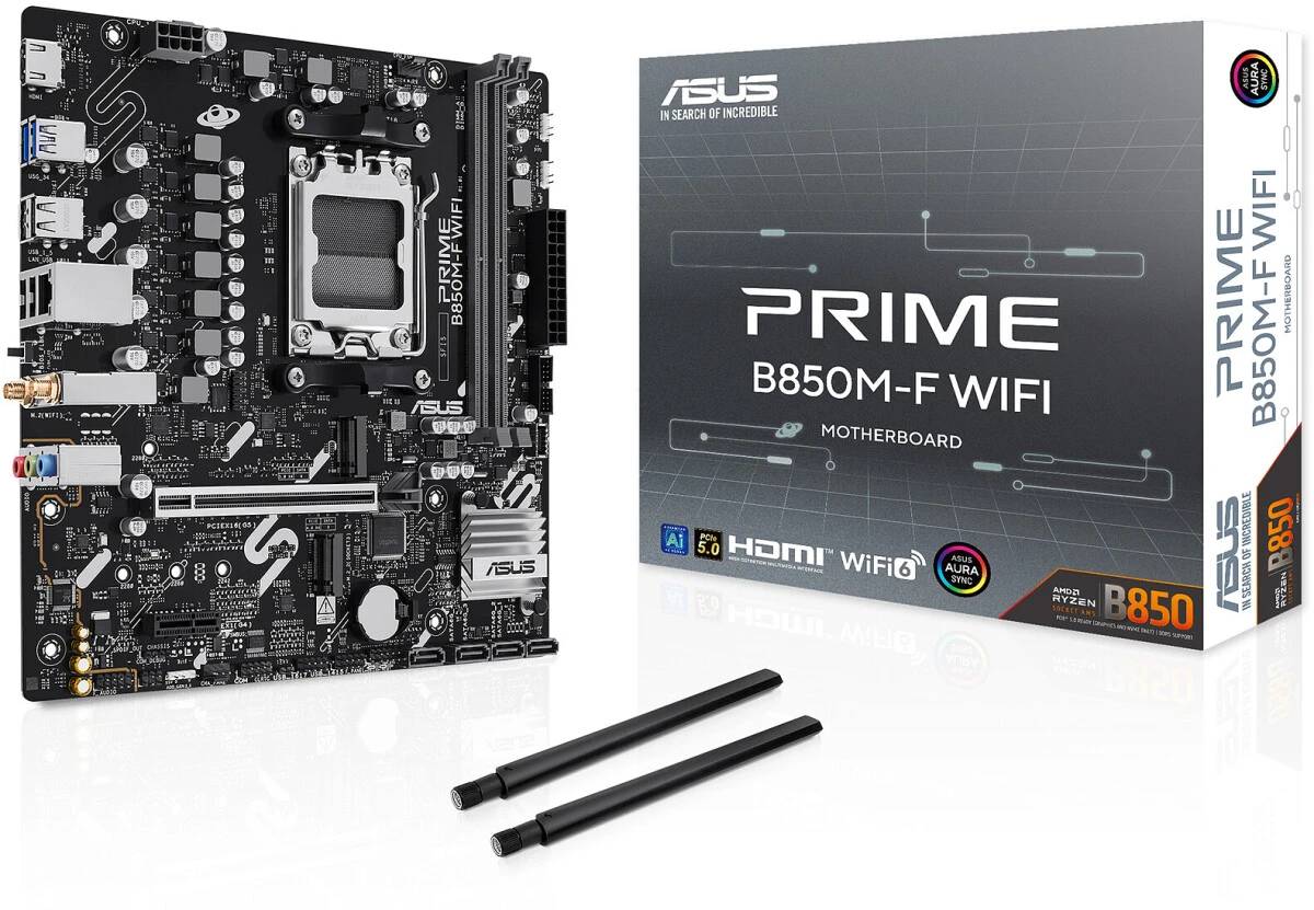 Материнская плата Asus PRIME B850M-F WIFI, AM5, (HDMI), 2xDDR V, mATX
