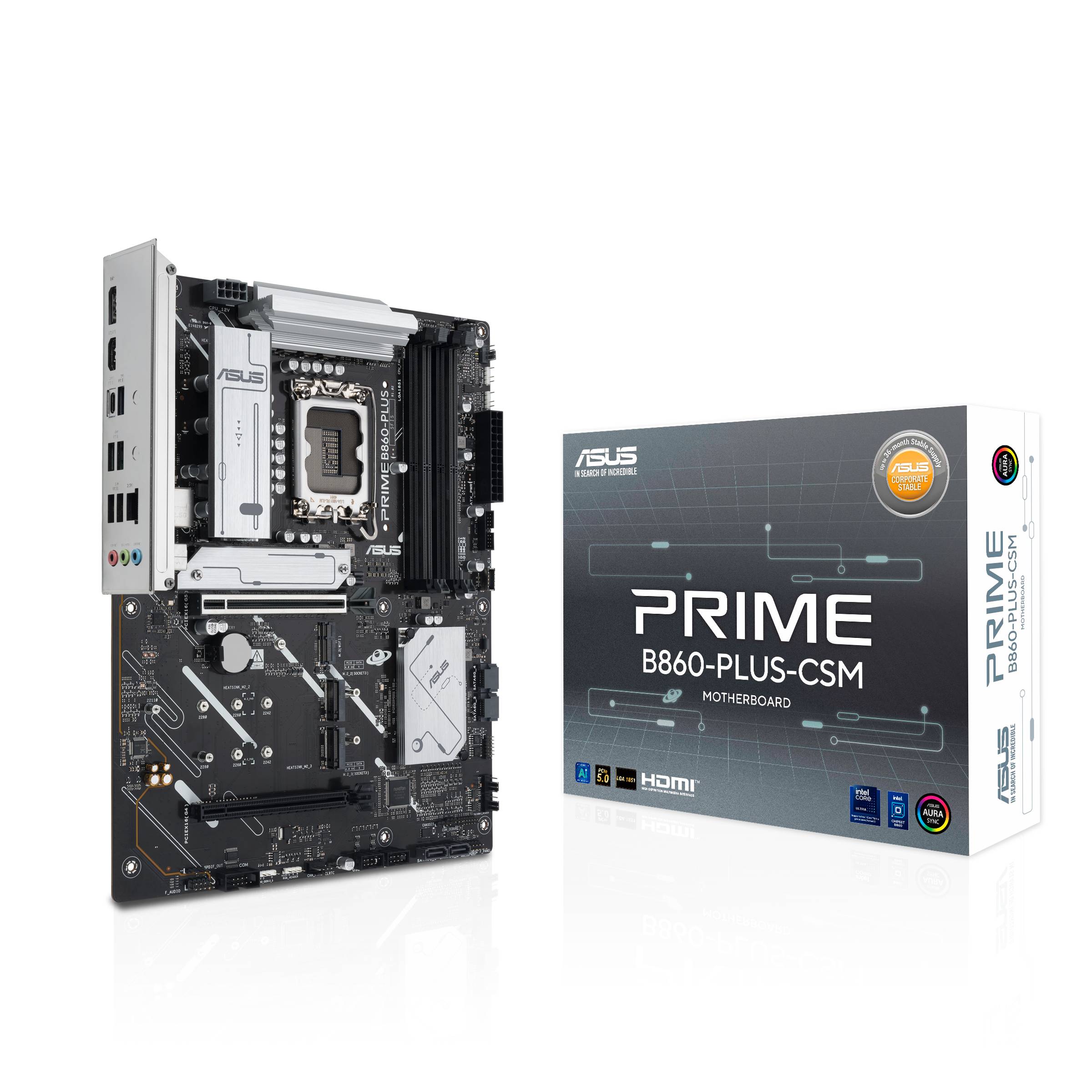 Материнская плата ASUS PRIME B860-PLUS-CSM, LGA1851, (HDMI, DP), 4xDDR V, ATX