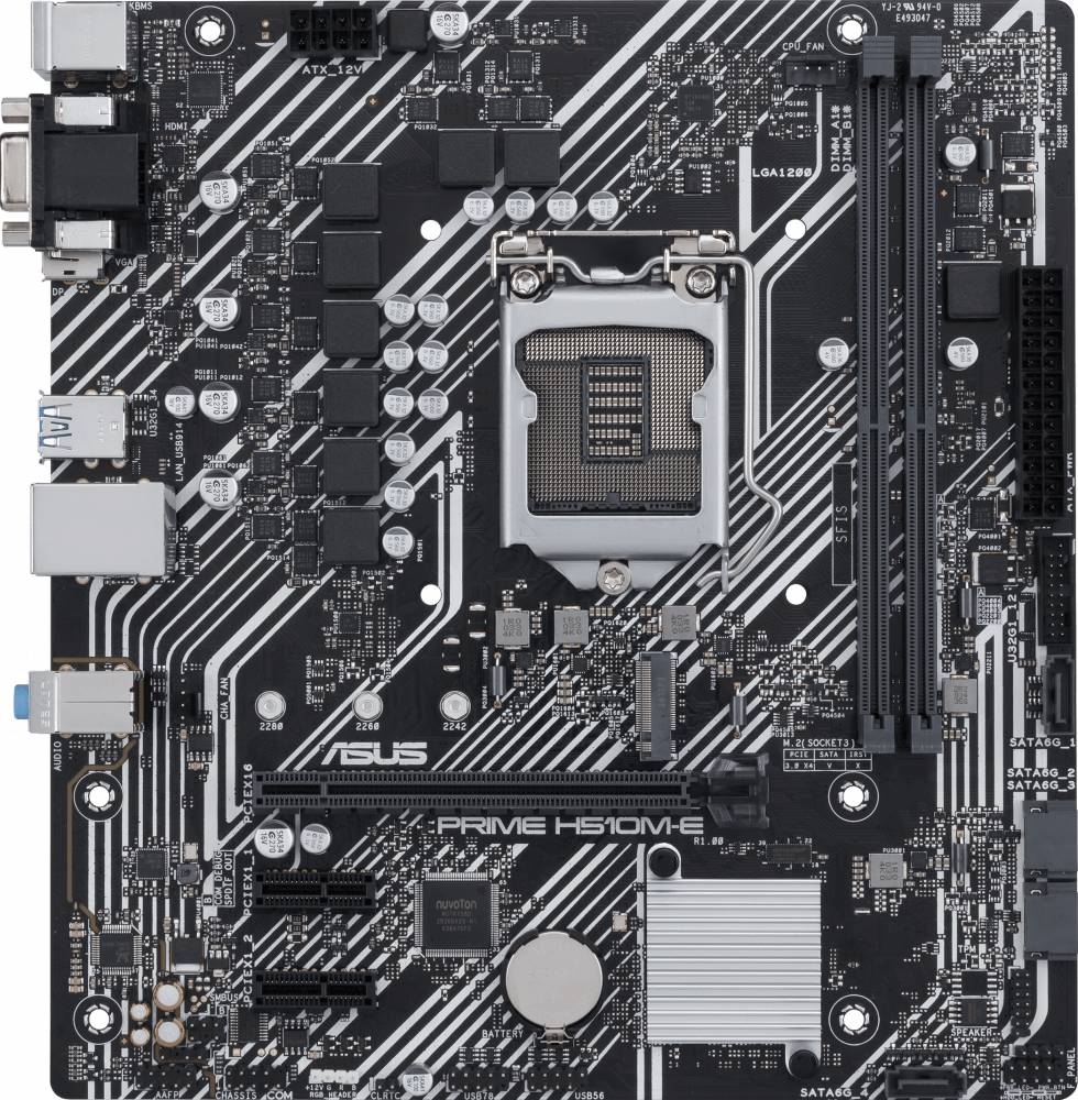 Материнская плата Asus Prime H510M-E, LGA1200, (VGA, HDMI, DP), 2xDDR IV, mATX
