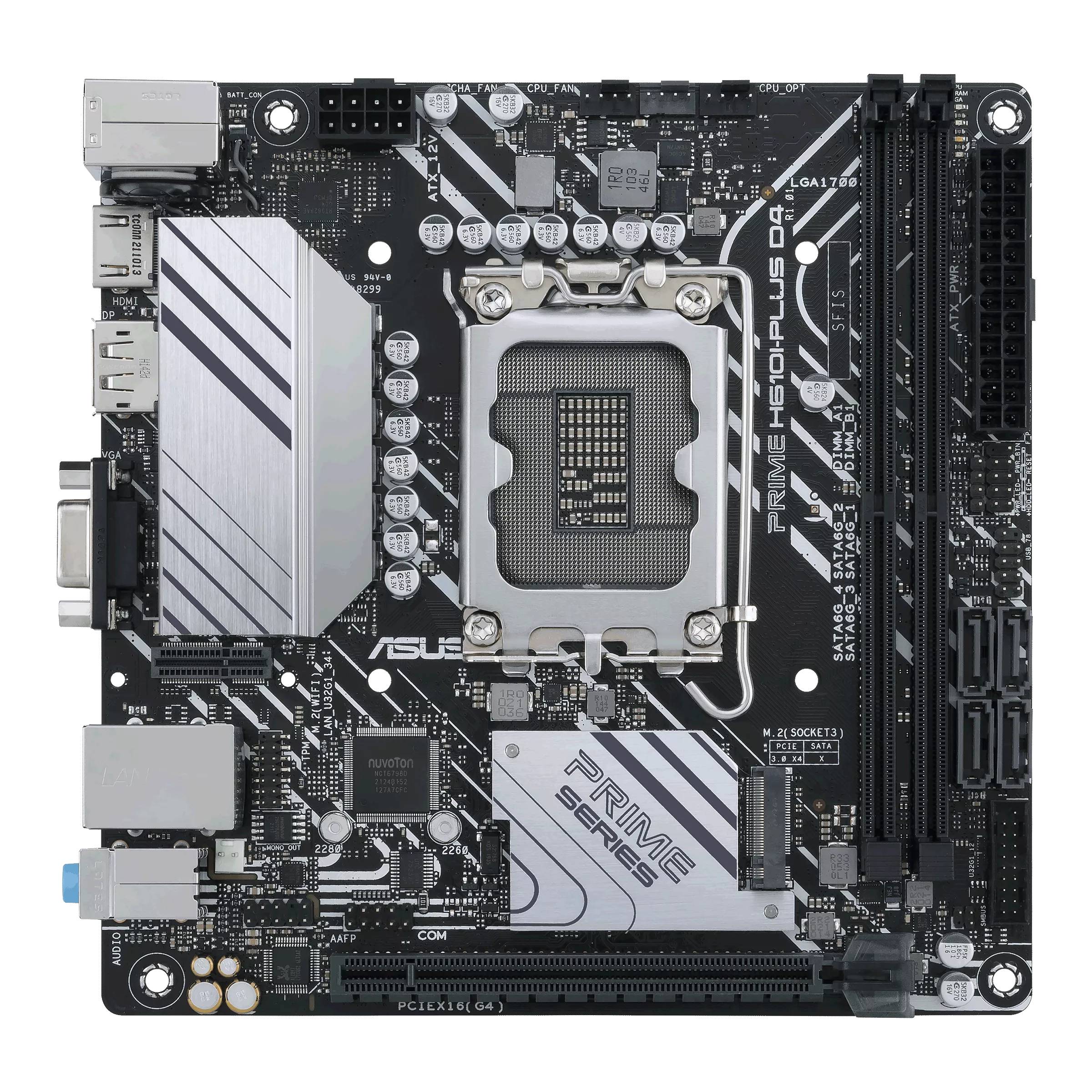 Материнская плата Asus Prime H610I-PLUS D4-CSM, LGA1700, (VGA, HDMI, DP), 2xDDR IV, miniITX