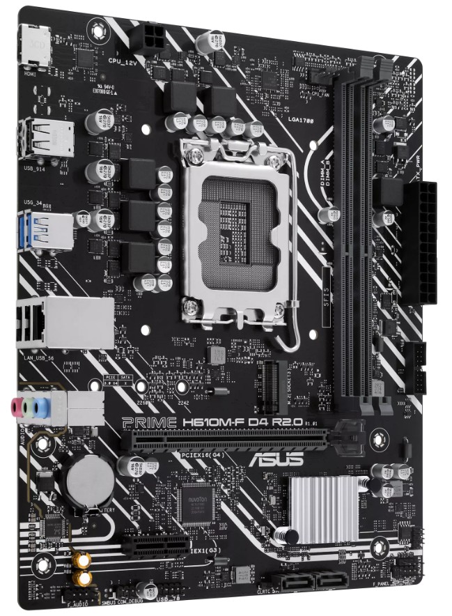 Материнская плата Asus Prime H610M-F D4 R2.0, LGA1700, (HDMI), 2xDDR IV, mATX