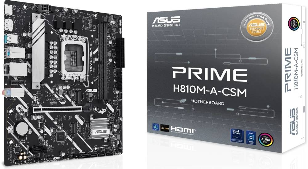 Материнская плата ASUS PRIME H810M-A-CSM, LGA1851, (HDMI, DP), 2xDDR V, mATX