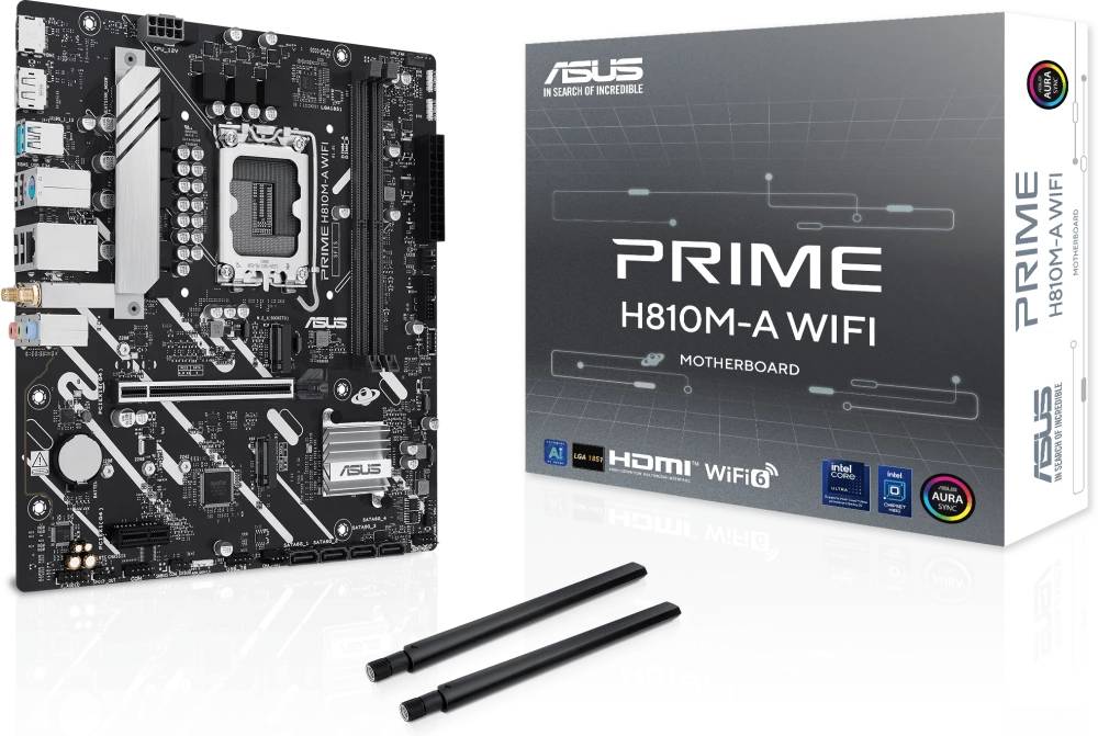 Материнская плата ASUS PRIME H810M-A WIFI, LGA1851, (HDMI, DP), 2xDDR V, mATX