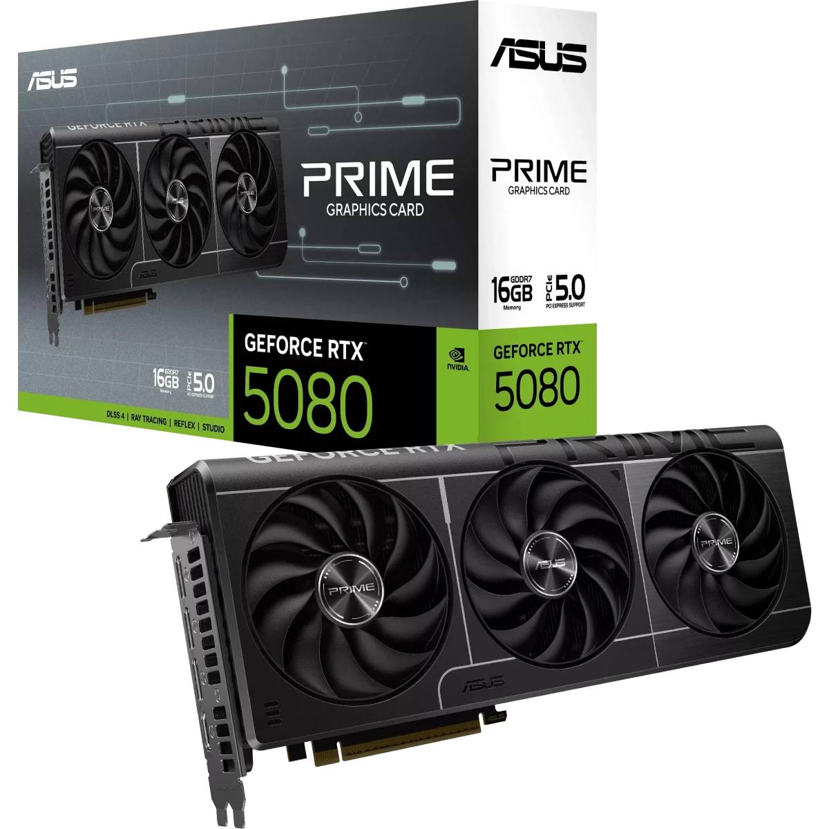 Видеокарта GeForce RTX 5080, 16Gb GDDR7 256bit, Asus RTX 5080 Prime PRIME-RTX5080-16G, RTL