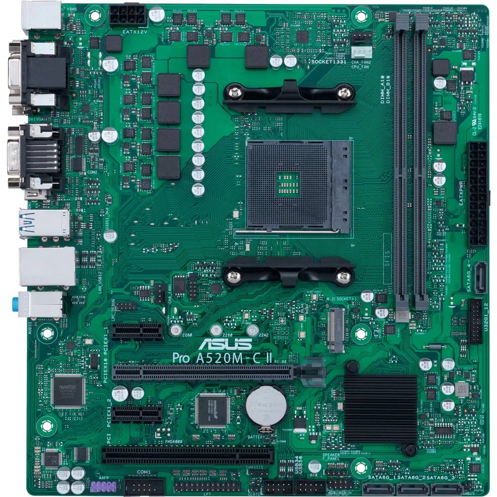 Материнская плата Asus Pro A520M-C II/CSM, AM4, (VGA, DVI, HDMI), 2xDDR IV, mATX