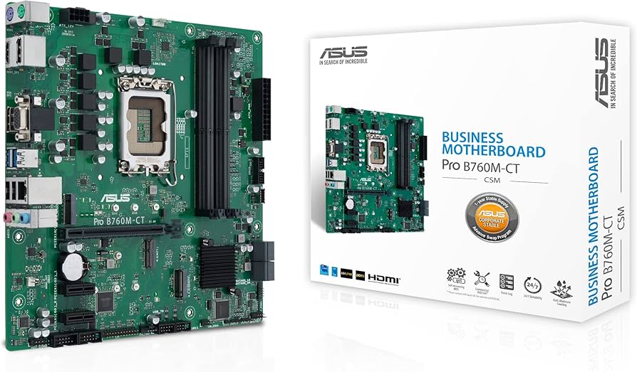 Материнская плата Asus Pro B760M-CT-CSM, LGA1700, (VGA, HDMI, DP), 4xDDR V, mATX