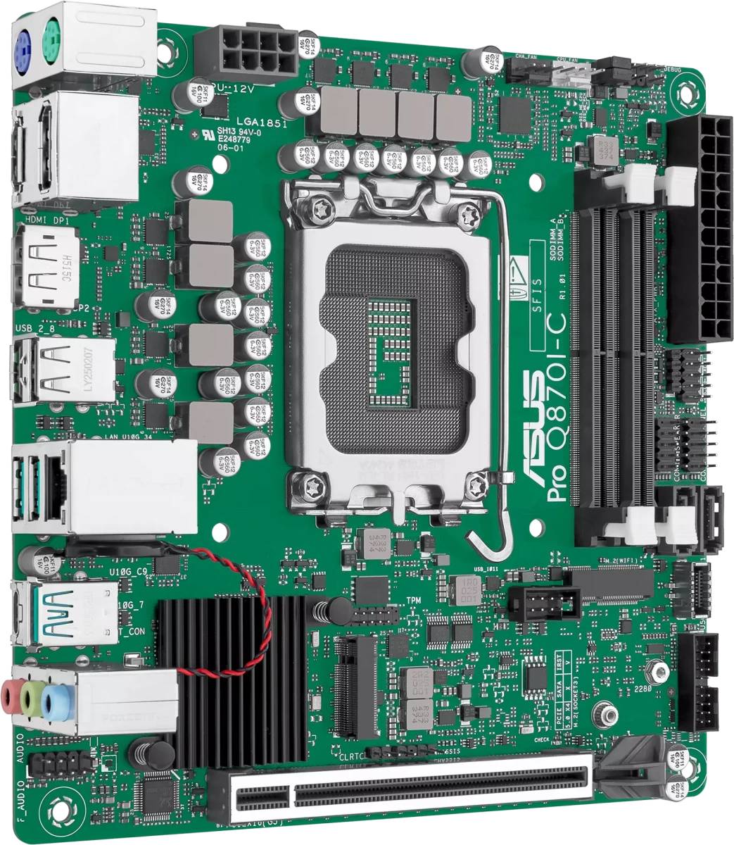 Материнская плата ASUS PRO Q870I-C-CSM, LGA1851, (HDMI, 2xDP), 2xDDR V SODIMM, mini-ITX