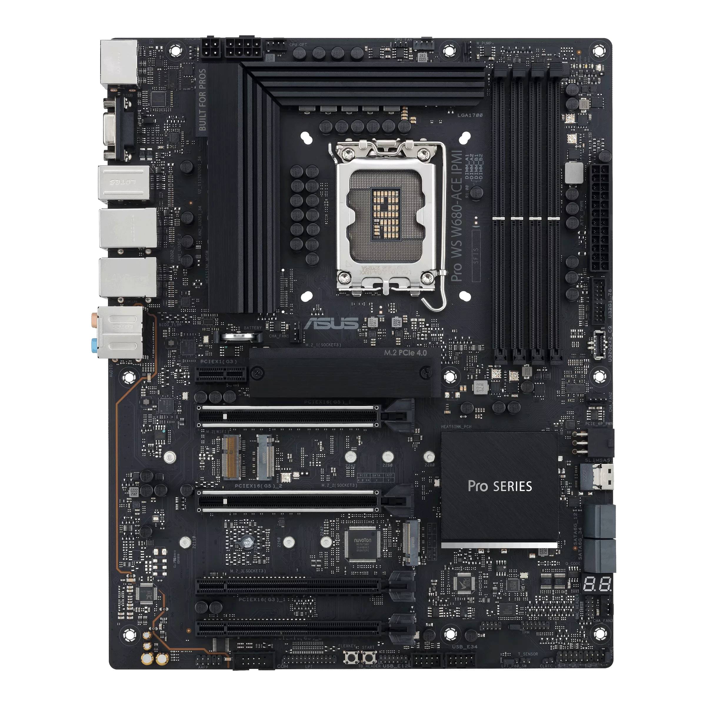 Материнская плата Asus Pro WS W680-ACE IPMI, LGA1700, (VGA, HDMI, DP), 4xDDR V, ATX