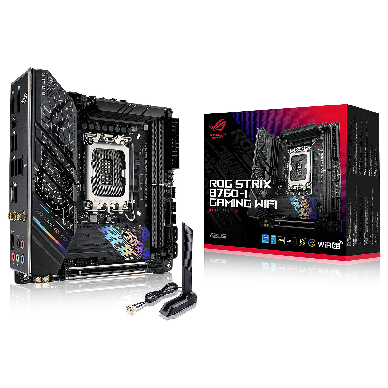 Материнская плата Asus ROG Strix B760-I Gaming WiFi, LGA1700, (HDMI, DP), 2xDDR V, mini-ITX