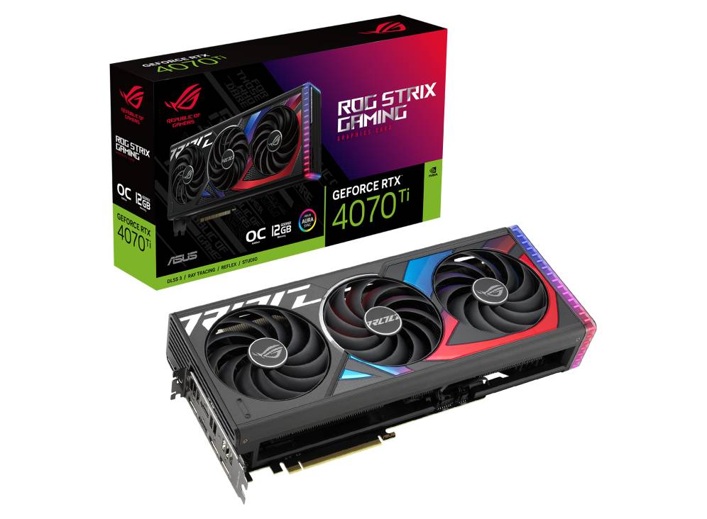 Видеокарта GeForce RTX 4070 Ti, 12Gb GDDR6X 192bit, ASUS ROG-STRIX-RTX4070TI-O12G-GAMING, RTL