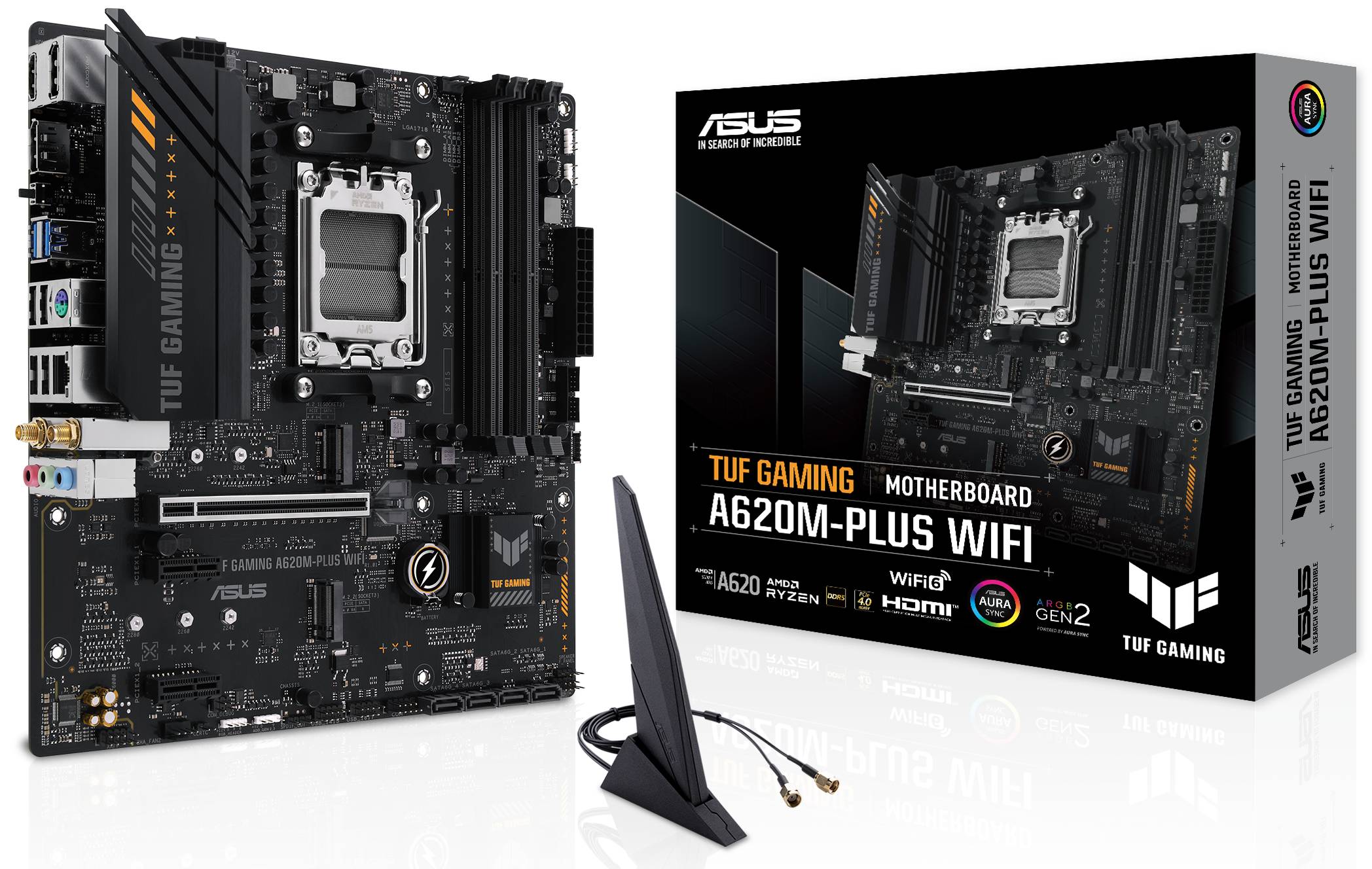 Материнская плата Asus TUF Gaming A620M-Plus WiFi, AM5, (HDMI, 2xDP), 4xDDR V, mATX