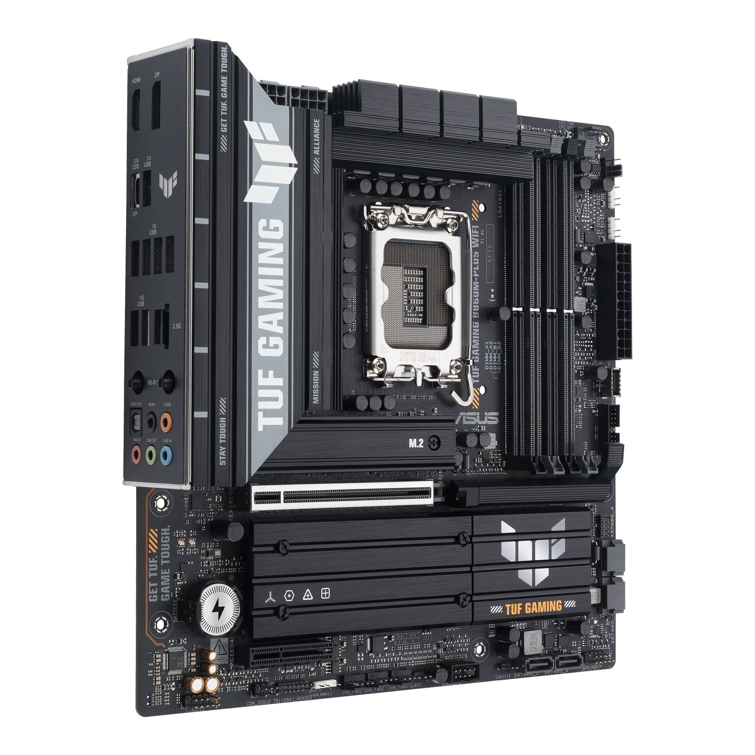 Материнская плата ASUS TUF GAMING B860M-PLUS WIFI, LGA1851, (HDMI, DP), 4xDDR V, mATX