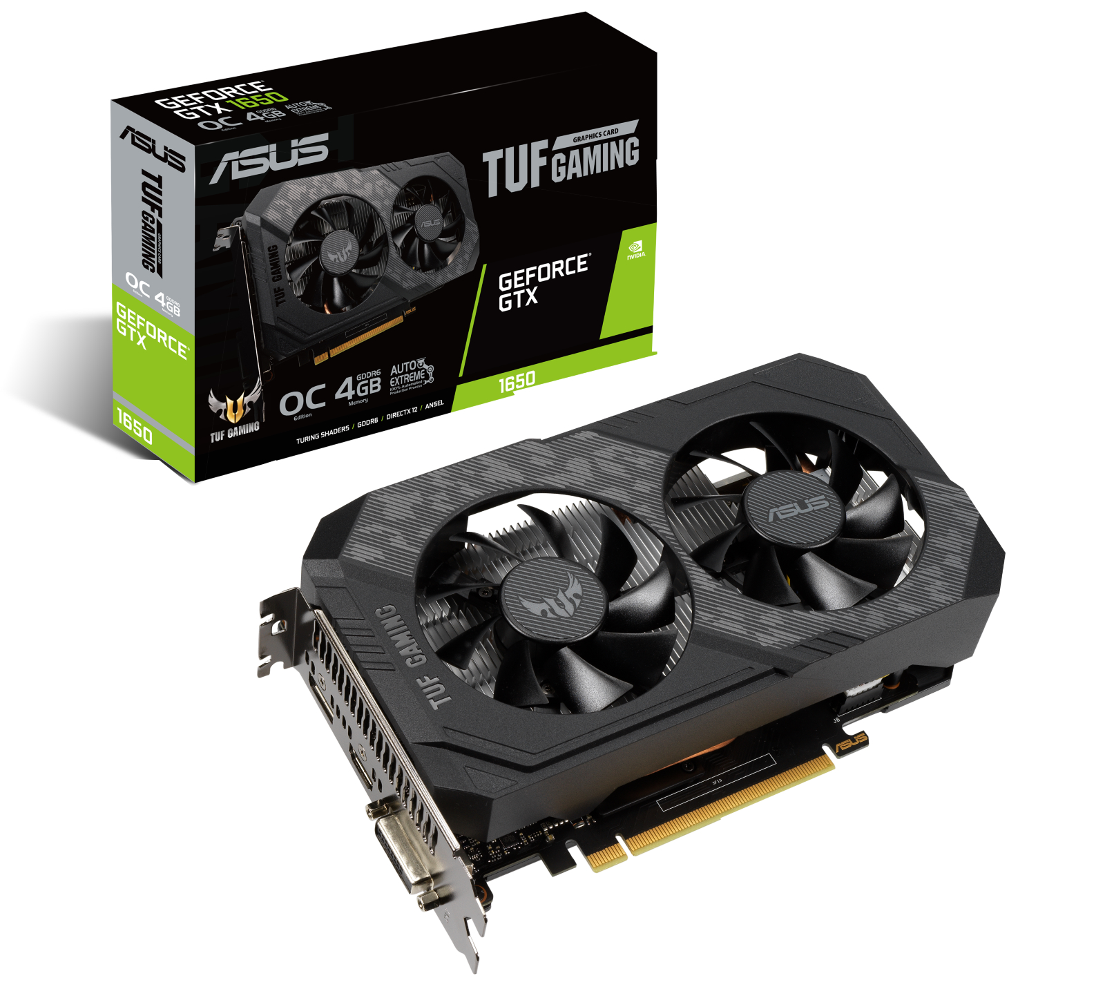 Видеокарта GeForce GTX 1650, 4Gb GDDR6 128bit, Asus TUF-GTX1650-O4GD6-GAMING, RTL