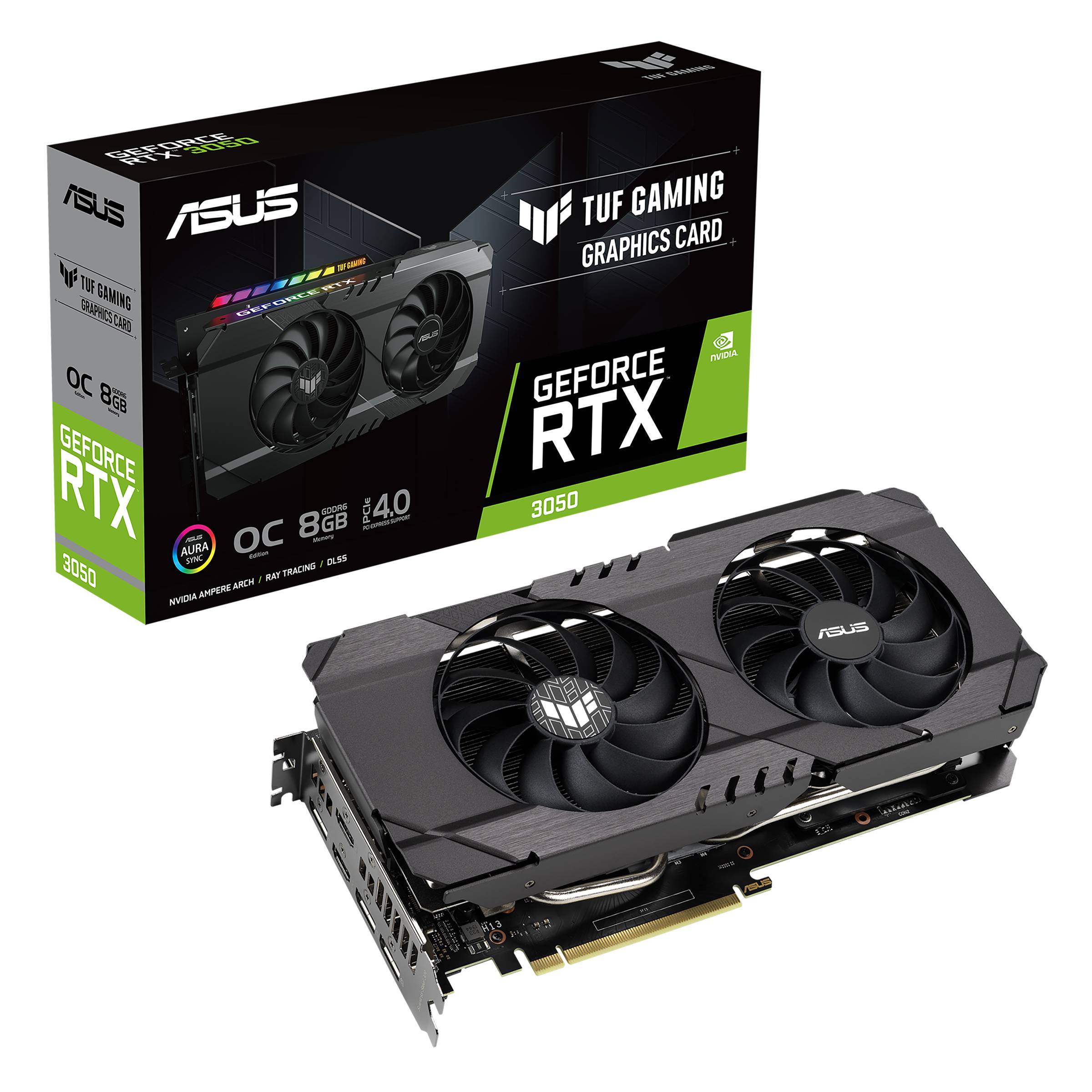 Видеокарта GeForce RTX 3050, 8Gb GDDR6 128bit, Asus TUF-RTX3050-O8G-GAMING, RTL