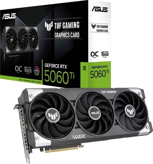 Видеокарта GeForce RTX 5060 TI, 16Gb GDDR7 128bit, Asus TUF Gaming RTX 5060 TI OC Edition 16G TUF-RTX5060TI-O16G-GAMING, RTL