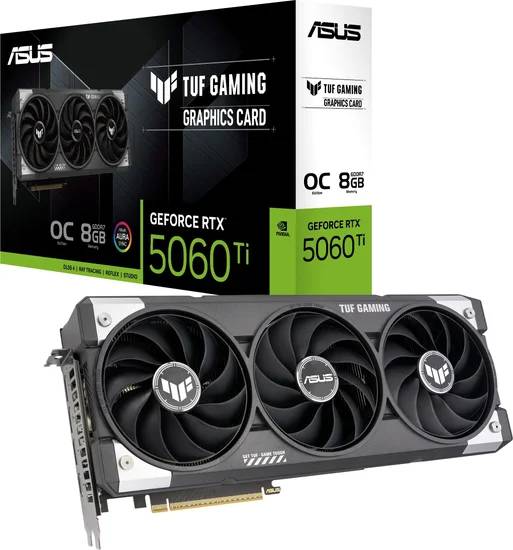Видеокарта GeForce RTX 5060 TI, 8Gb GDDR7 128bit, Asus TUF Gaming RTX 5060 TI OC Edition 8G TUF-RTX5060TI-O8G-GAMING, RTL