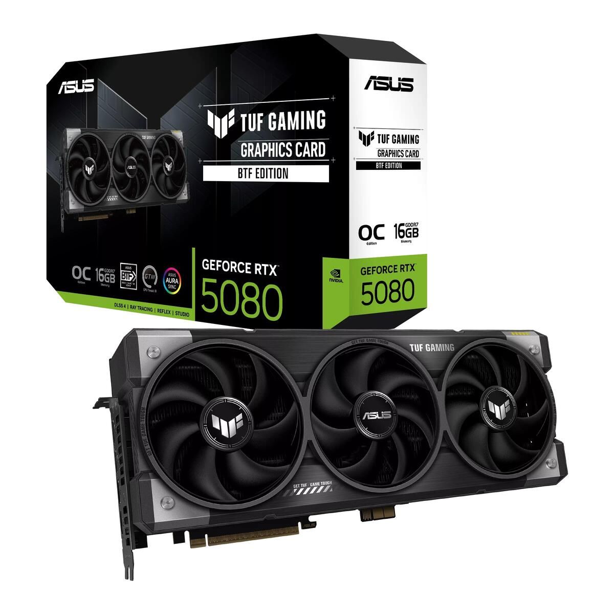 Видеокарта GeForce RTX 5080, 16Gb GDDR7 256bit, Asus RTX 5080 BTF OC TUF-RTX5080-O16G-BTF-GAMING, RTL