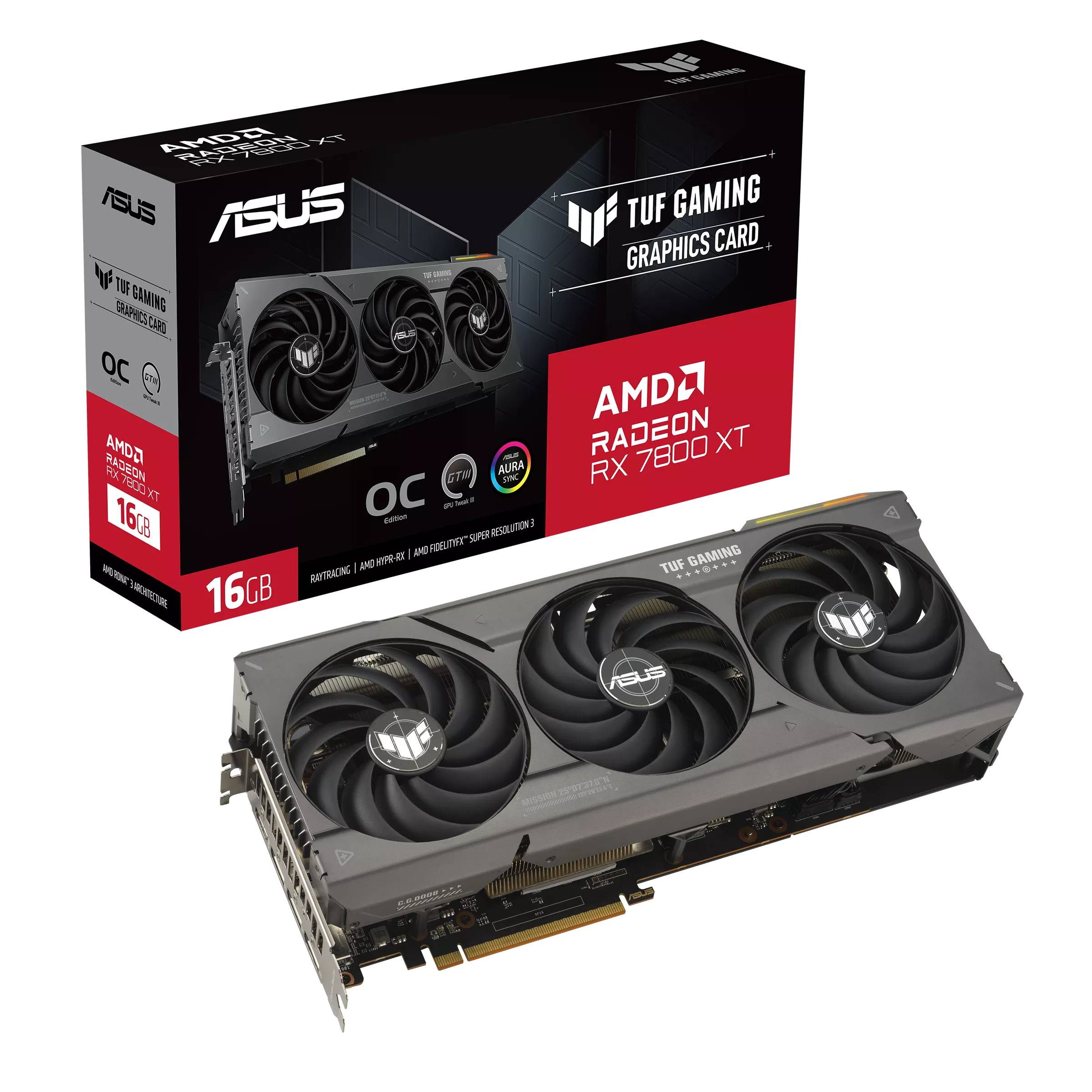 Видеокарта Radeon RX 7800 XT, 16Gb GDDR6 256bit, Asus TUF-RX7800XT-O16G-GAMING, RTL