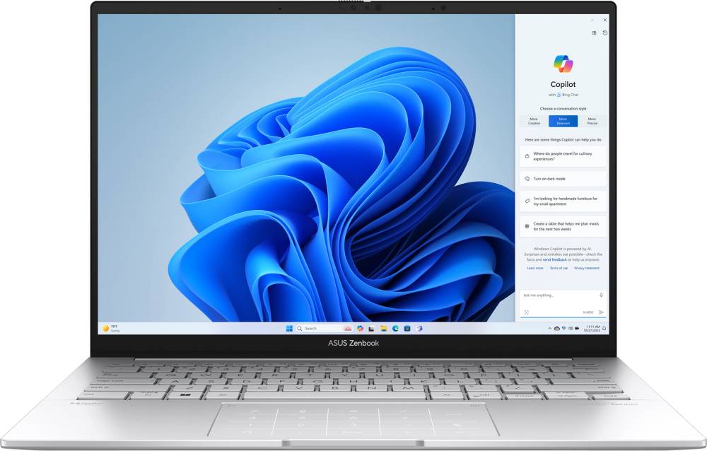 Ноутбук Asus Zenbook 14 OLED UX3405MA-QD620, 14" OLED, Core Ultra 7 155H/ 16Gb/ 1TbSSD/ Silver (90NB11R2-M010P0)