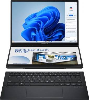 Ноутбук Asus ZenBook Duo 14 OLED UX8406CA-QL080W, 14" OLED Touch, Core Ultra 7 255H/ 16Gb/ 1TbSSD/ W11/ Basalt Gray (90NB14X1-M00340)