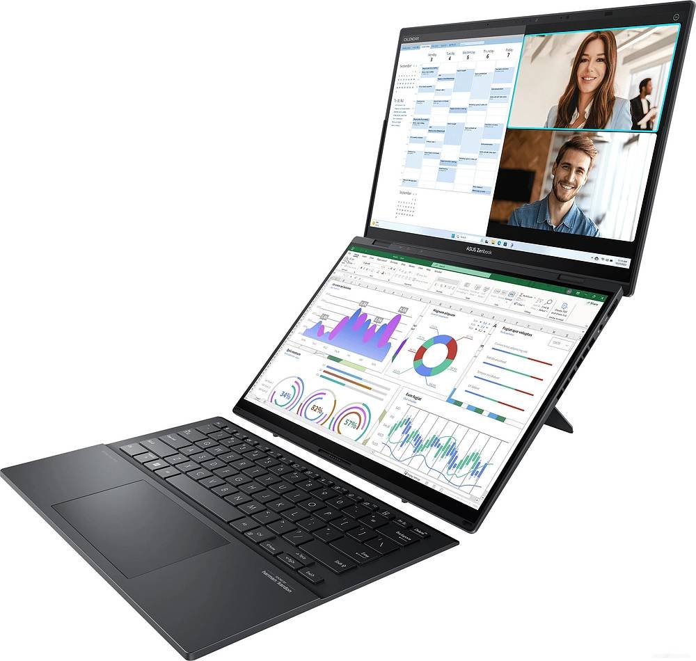 Ноутбук Asus ZenBook Pro Duo 14 OLED UX8406MA-QL056W, 14" OLED Touch, Core Ultra 7 155H/ 16Gb/ 1TbSSD/ W11/ Gray (90NB12U1-M004U0)