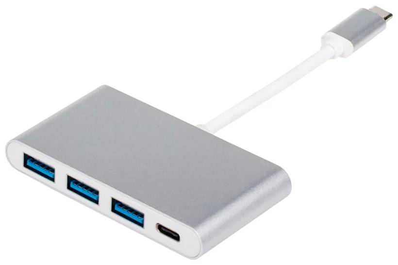 Разветвитель USB Type-C ATcom AT2808, серебристый, Type-C (M) - Type-C (F) + 3xUSB3.0 (F)