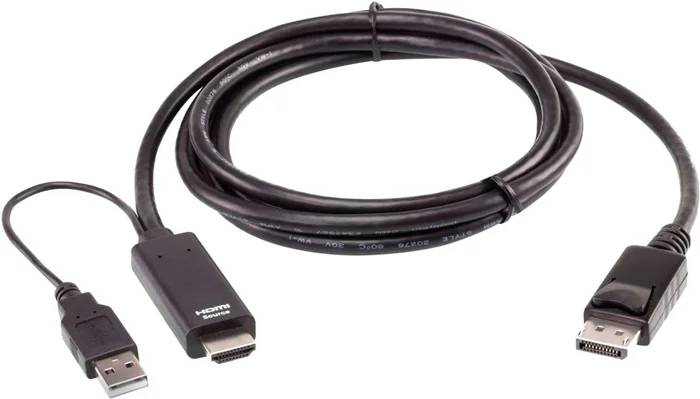 Кабель HDMI (19M) - DP (20M) + USB2.0 (M), 1.8м, ATEN 2L-7D02HDP