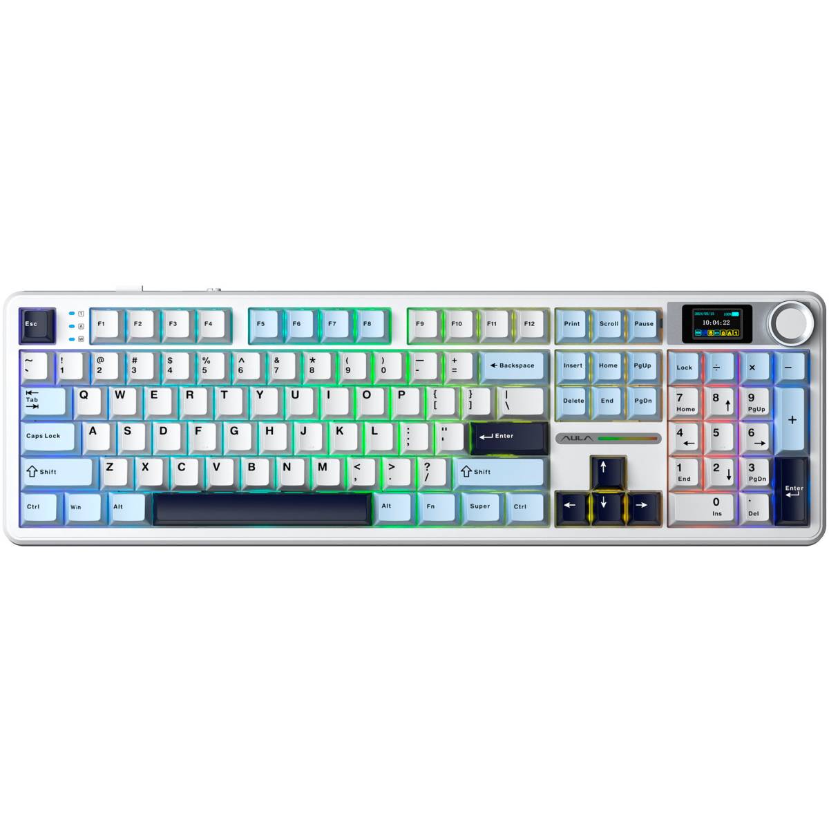 Клавиатура AULA F108 Pro Light Blue-White-Black Purple (6978080503930)