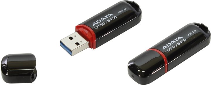 64Gb AData UV150 AUV150-64G-RBK, USB3.0, Black