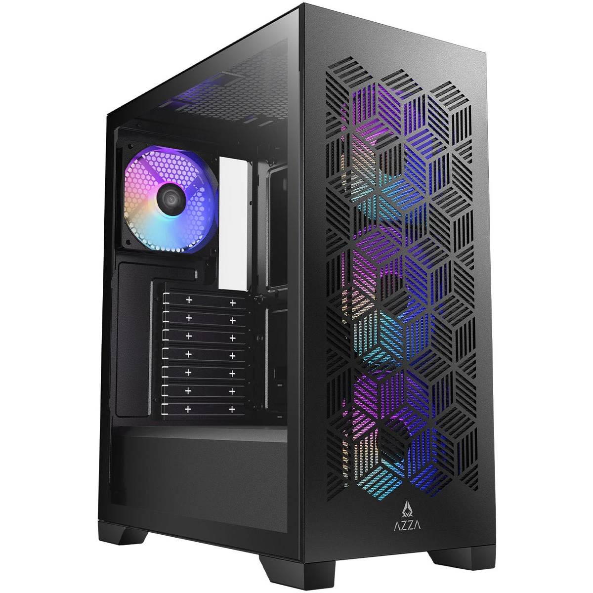 Корпус Azza AEROHEX CSAZ-203A03, черный, без БП, ATX