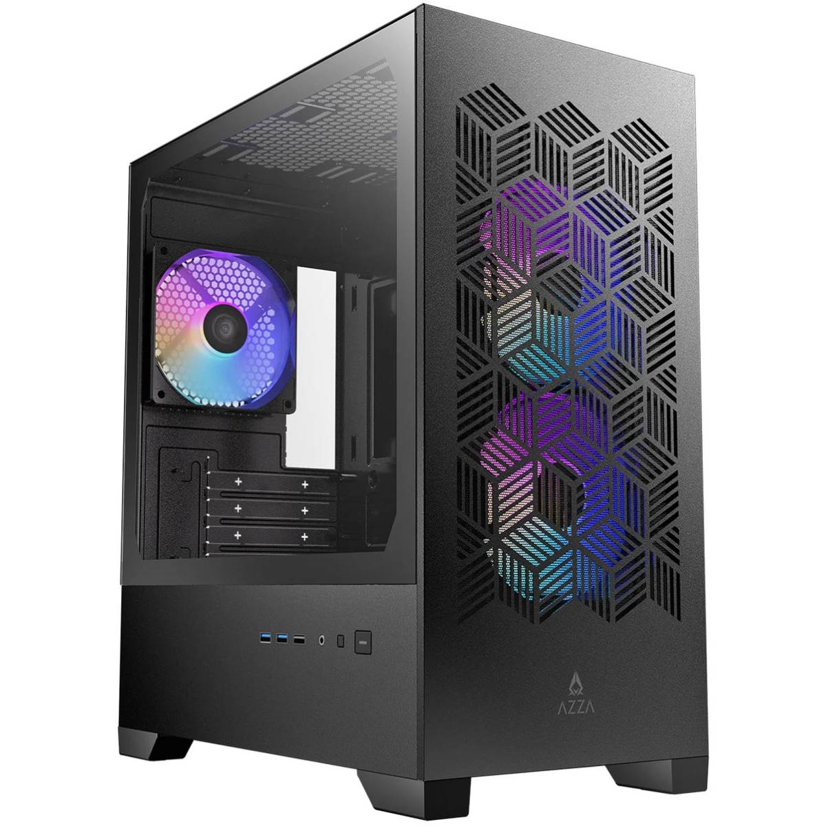 Корпус Azza AEROHEX-M CSAZ-203A03M, черный, без БП, mATX