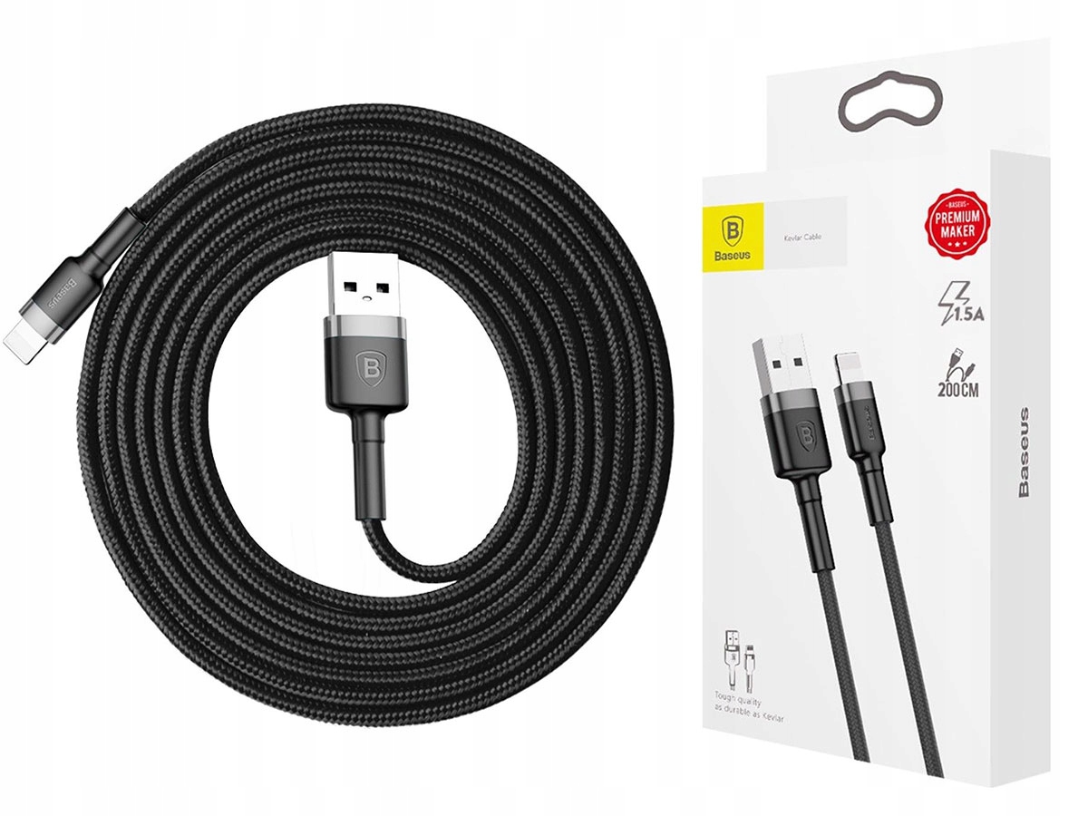 Кабель Lightning (M) - USB2.0 (M), 2м, Baseus CALKLF-CG1, Black/Grey