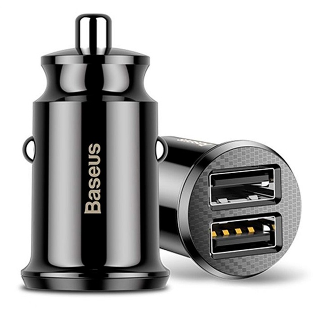 АЗУ Baseus CCALL-ML01 Grain Car Charger, 3.1А, 2xUSB, черный