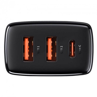 СЗУ Baseus CCXJ-E01, черный, 2xUSB + Type-C, 3А
