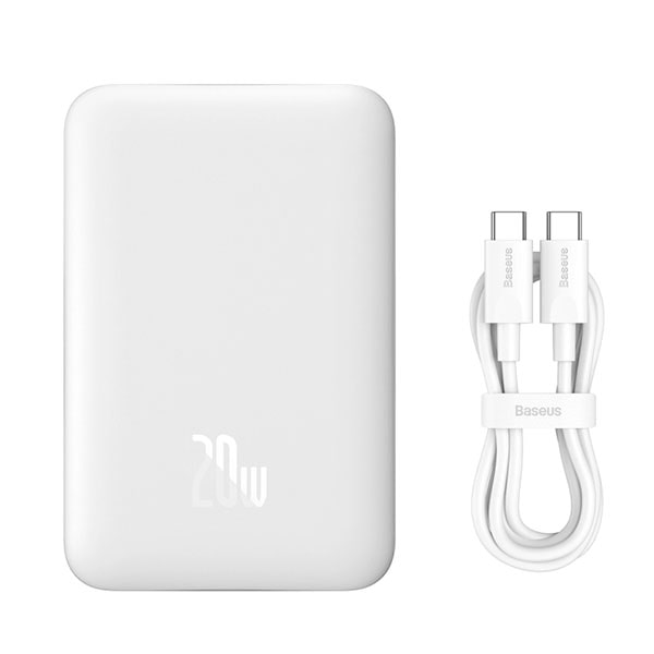Внешний аккумулятор 10000мАч Baseus Magnetic Mini Air Wireless Fast Charge P10059001223-00, белый