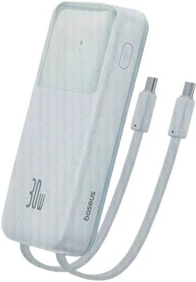 Внешний аккумулятор 10000мАч Baseus Comet Series Dual-Cable Digital Display Fast Charge, белый (PPMD10C)