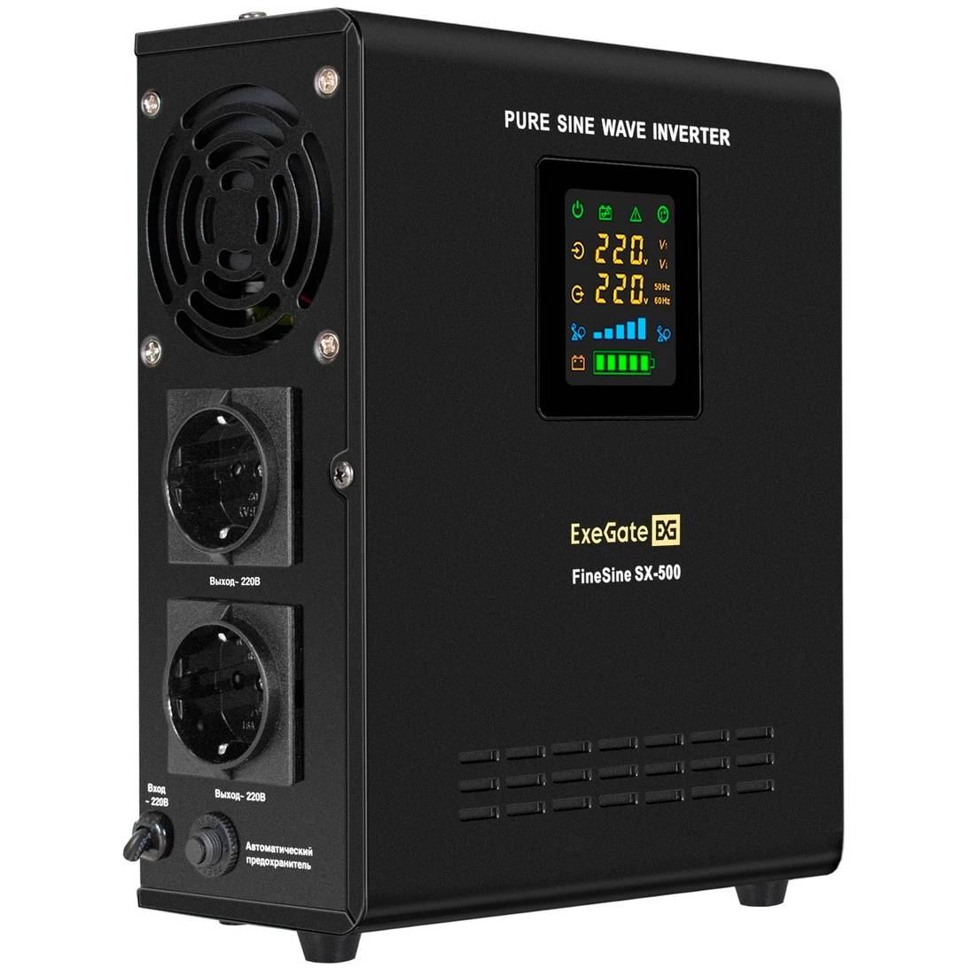 ИБП ExeGate FineSine SX-500.LCD.AVR.2SH (EX295995RUS), 500VA (2xSchuko)