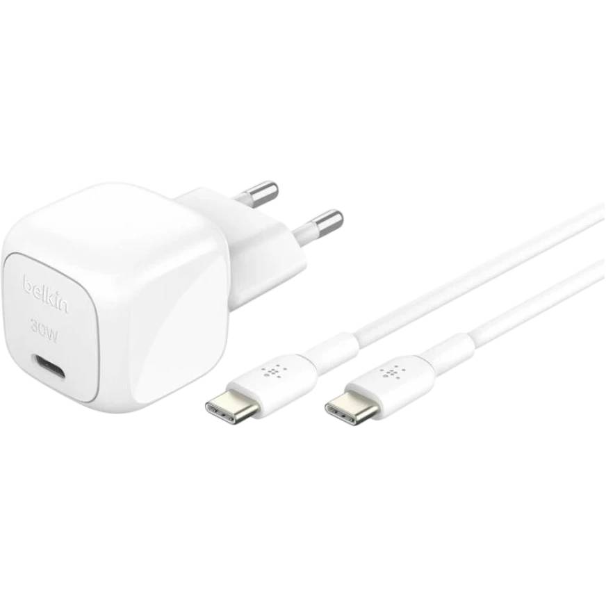 СЗУ Belkin BoostCharge USB-C Wall Charger 30W (WCA008kq1MWH-B6) + USB-C Cable, белый, USB Type-C, 30W