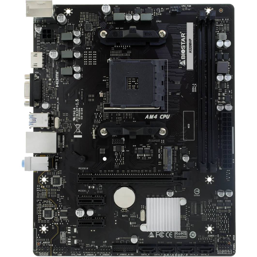 Материнская плата Biostar A520MHP, AM4, (VGA, HDMI), 2xDDR IV, mATX (ТОЛЬКО В СОСТАВЕ ПЭВМ)