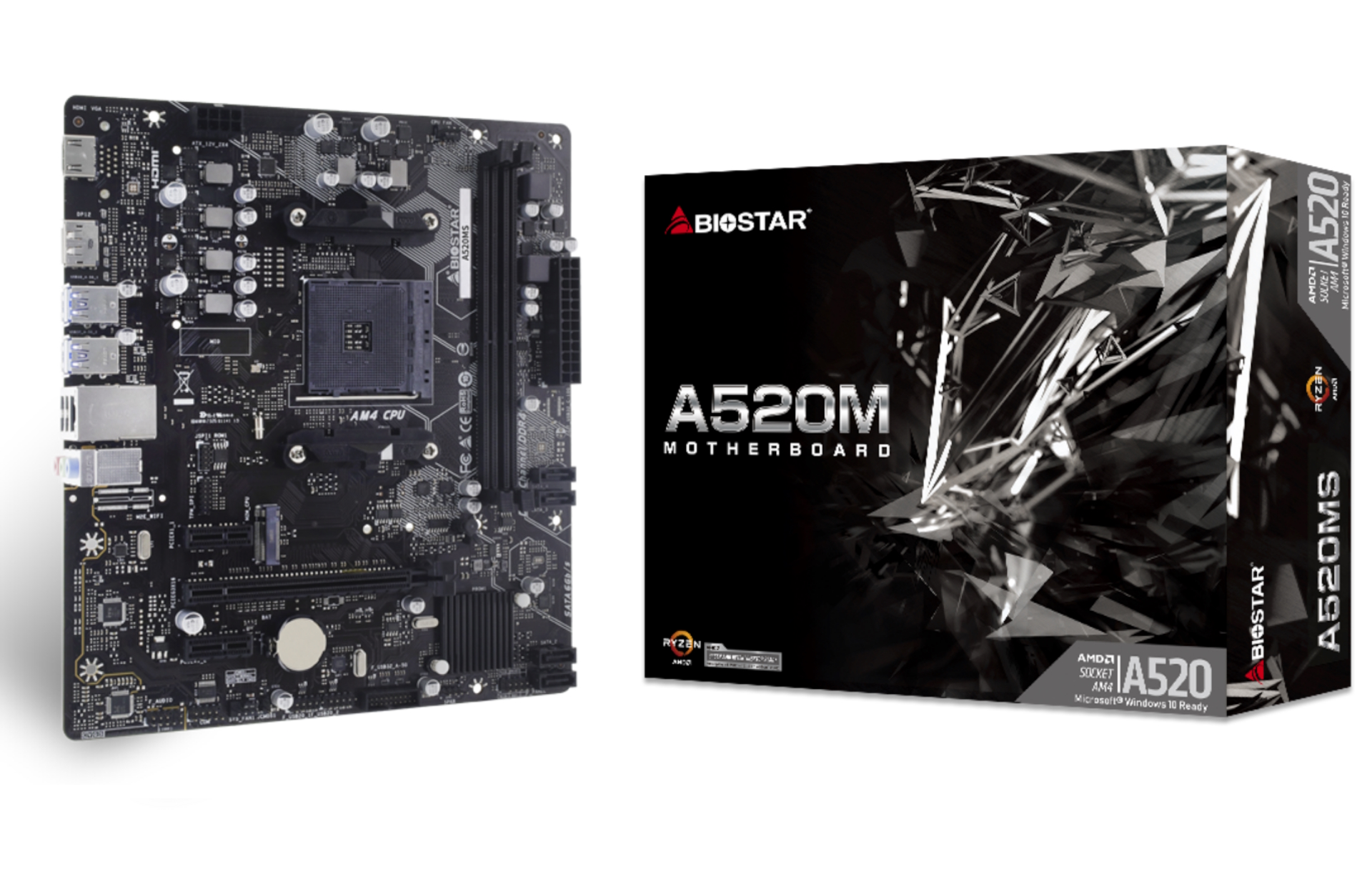 Материнская плата Biostar A520MS, AM4, (DP, HDMI), 2xDDR IV, mATX