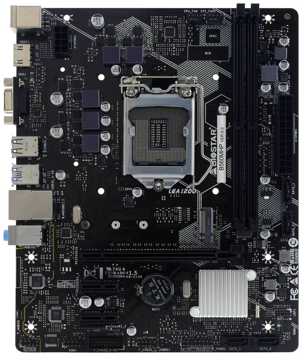 Материнская плата Biostar B560MHP, LGA1200, (VGA, HDMI), 2xDDR IV, mATX