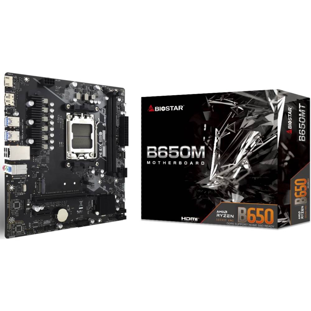 Материнская плата BIOSTAR B650MT, AM5, (HDMI, DP), 2xDDR V, mATX (ТОЛЬКО В СОСТАВЕ ПЭВМ)