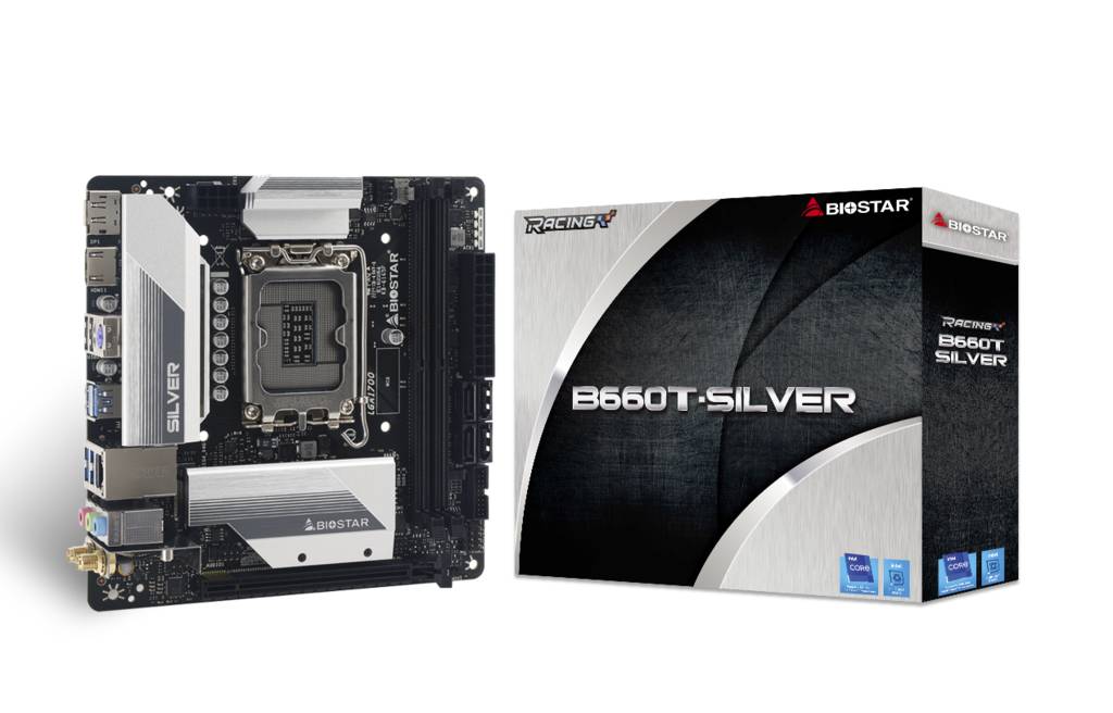 Материнская плата Biostar B660T-SILVER, LGA1700, (HDMI, DP), 2xDDR IV, mini-ITX