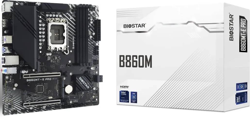 Материнская плата Biostar B860MT-E PRO, LGA1851, (HDMI, 2xDP), 4xDDR V, mATX