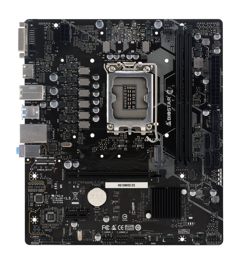 Материнская плата Biostar H610MHD D5, LGA1700, (DVI, HDMI), 2xDDR V, mATX