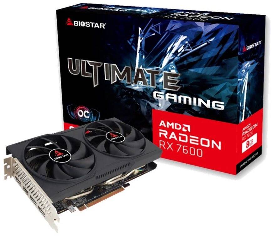 Видеокарта Radeon RX 7600, 8Gb GDDR6 128bit, BIOSTAR OC VA76S6RM81, RTL