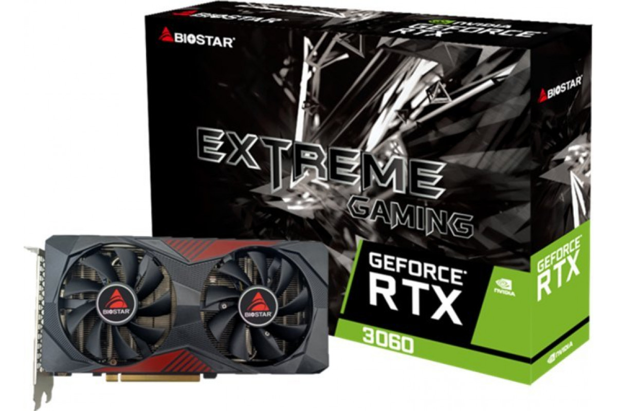 Видеокарта GeForce RTX 3060, 12Gb GDDR6 192bit, Biostar RTX3060-12GB VN3606RML9, RTL