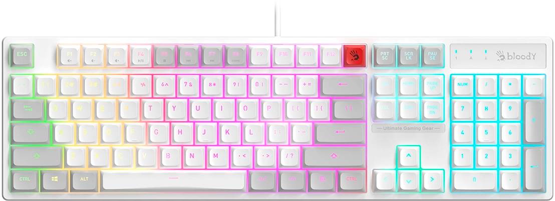 Клавиатура A4Tech Bloody B230N, USB, белый