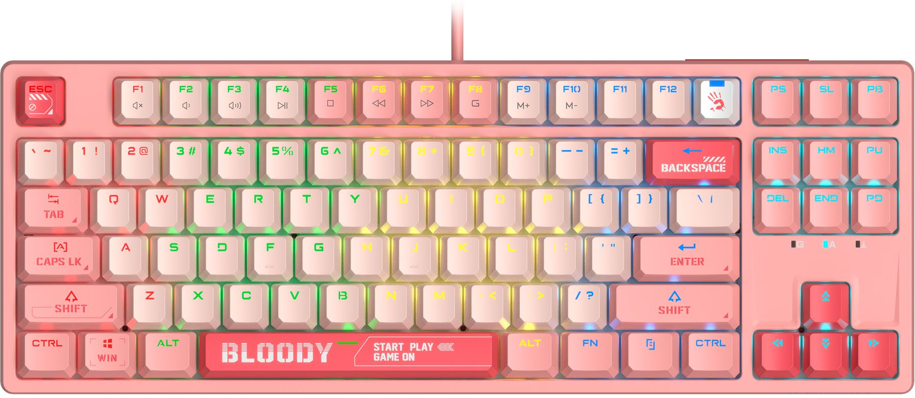 Клавиатура A4Tech Bloody S87 Energy Pink, розовый