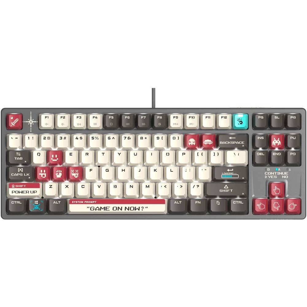 Клавиатура A4Tech Bloody S87 Pixels Red, серый/белый